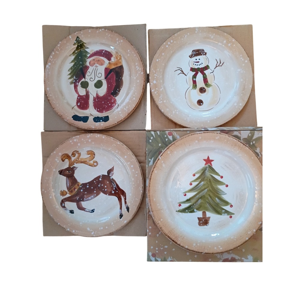 Tabletops Lifestyles Winter Wonderland 8.5in Salad Plate Set 4pk Holiday Ceramic